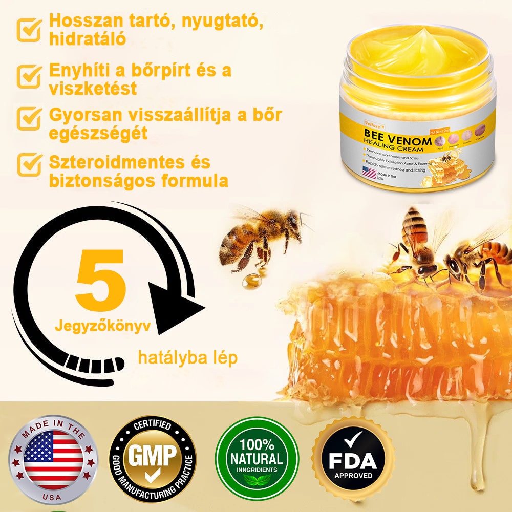 2024 ÚJ Velisse™ méhméreg bőrkrém（🧑‍⚕️AAD ajánlott), a szemölcsök, akné és hegek eltávolítására – többféle bőrbetegség kezelésére