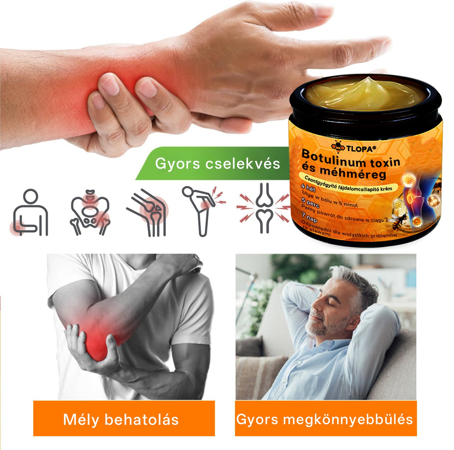 🌿🌿TLOPA® Botulinum Toxin és Méhméreg Fájdalomcsillapító Csontgyógyító Krém🐝 (Kifejezetten időseknek & ortopéd szakorvosok ajánlásával)